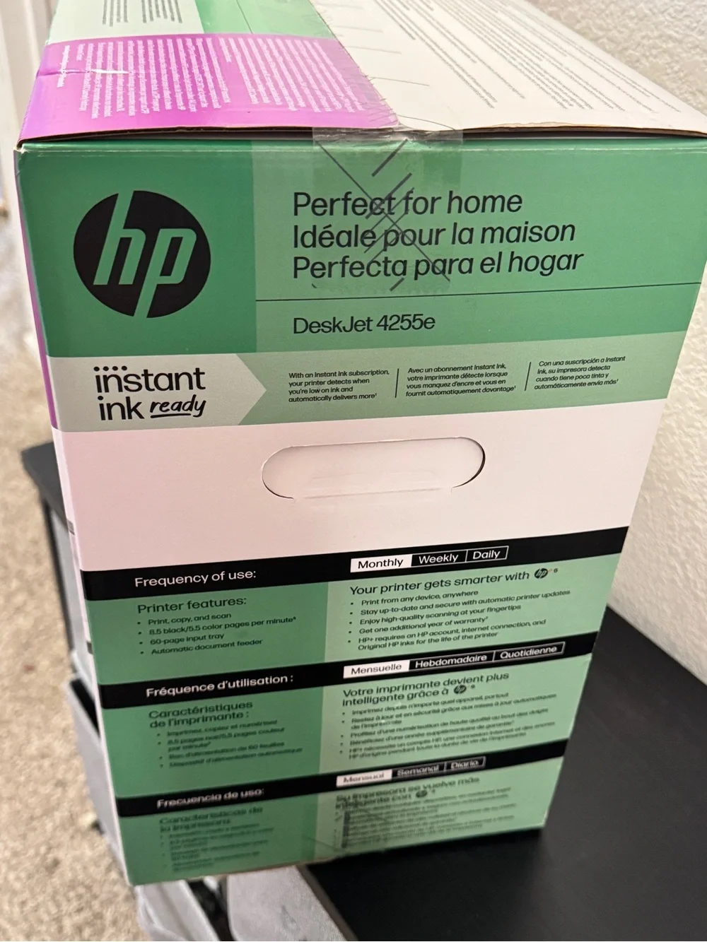 HP DeskJet 4255e Multifunction Printer in White and Green Accent